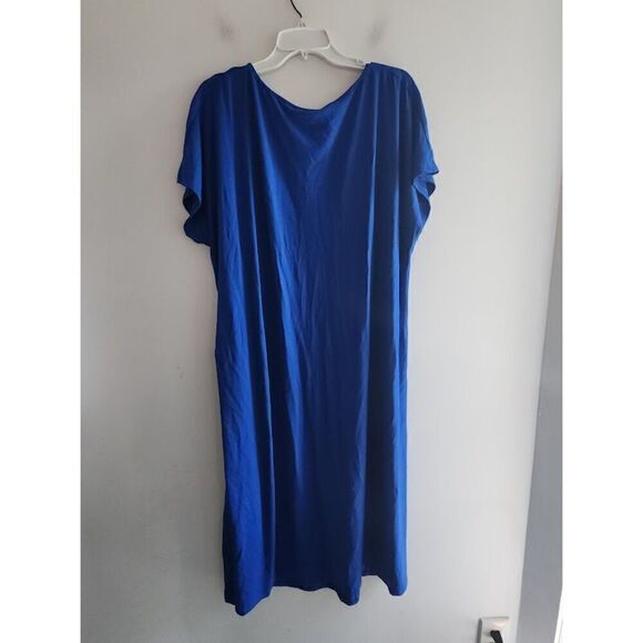 NWT Talbots Women Blue Jersey Knit T-Shirt Midi Tie Waist Dress size 3X - Picture 7 of 9
